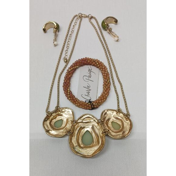 VTG 3-piece Combo: Vintage Necklace, Roll-on Bracelet and Clip-on Earrings - Picture 2 of 9